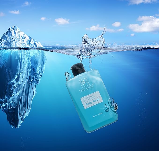 Yard House Bath and Body Mens Gift Set - Glacier Absolute - Premium Fathers Day Birthday Christmas Gifts Ideas For Him - Skin Care Kits For Men in Leather Toiletry Bag w. Full Size Items