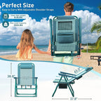 Suteck Backpack Beach Chair for Adults - 6-Position Folding Reclining Chair with Cooler Bag & Cup Holder, Lightweight Portable Beach Chair for Camping, Outdoor, Sand, Travel Use
