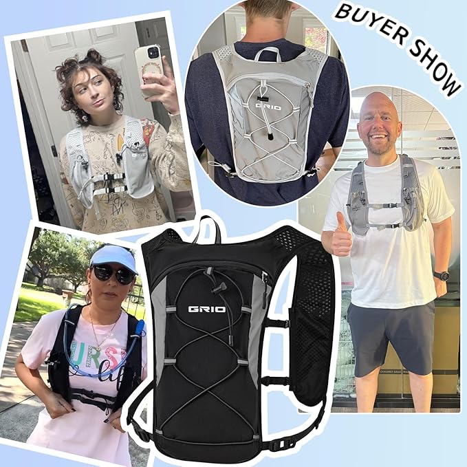 Running Vest for Women Men, Adjustable Chest Straps Running Hydration Vest with 1.5L Water Bladder, Lightweight Breathable Reflective Hydration Pack for Marathon, Trail, Hiking, Cycling