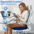 CushZone Seat Cushion, Office Chair Cushions, Car Seat Cushion, Non-Slip Sciatica & Back Coccyx Pain Relief Chair Pad, Memory Foam Pillow for Computer Desk, Wheelchair, Driving Large Size (Blue)