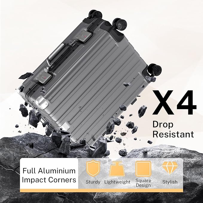 Krute Luggage 24 Inch Aluminum Frame Zipperless Suitcase with Spinner Wheels Checked Luggage PC+ABS Lightweight Hardshell