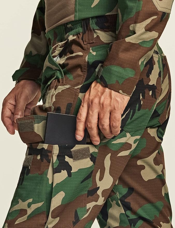 CQR Men's Flex Ripstop Tactical Pants, Water Resistant Stretch Cargo Pants, Lightweight EDC Hiking Work Pants