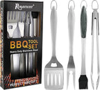 ROMANTICIST 4pc Heavy Duty Grill Accessories for Top Chef - Professional Grill Tools Set & Basic BBQ Tools for Backyard Restaurant Outdoor Kitchen - Deluxe Grill Gift for Dad on Father’s Day Birthday
