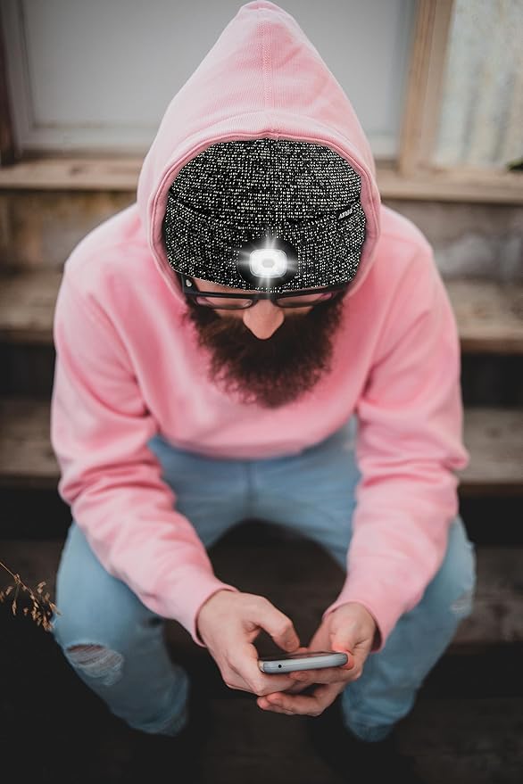 ATNKE LED Lighted Beanie Hat,USB Rechargeable 4 LED Running Headlamp Bright Cap with The Light Gifts for Men and Women