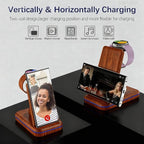 Wireless Charging Station for Samsung/Android, Fast Wireless Watch Charger Station Compatible for Samsung Galaxy S25 Ultra/S24/S23+/Z Flip 7/6 Fold 7/6, Watch8/7/Pro/Active 2 Galaxy Buds3/2 Pro(Wood)