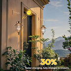 Solar Lanterns Outdoor Hanging Metal Vintage Lantern Warm White Solar Lights lamp Waterproof Edison Bulb Design for Pathway Garden Patio Yard Tree Decoration (2 Pack Copper)