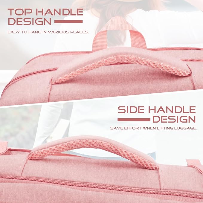 Travel Backpack for Women, Expandable Carry on Backpack, TSA 17.3 inch Laptop Bag Flight Approved, Lightweight Waterproof Business Luggage Bag, Travel Gifts for Women, Pink