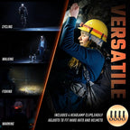 DARKBEAM LED Headlamp High Lumens USB Rechargeable Dual Light Headlight for Hardhat with Motion Sensor, Red Warning Light Up/Down Adjustable, Waterproof Head Lamps for Camping, Car Maintenance, 2 Pack