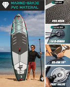 11'6x35'' Extra Wide Inflatable Paddle Board, 450lb Capacity Stand Up Paddle Board for Adults (x3), Stable Inflatable SUP, All Skill Levels, 3 Handles, 100L Backpack, 3PCS Paddle, 5L Dry Bag