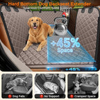 URPOWER Backseat Extender for Dogs - Hard Bottom Dog Car Seat Cover for Back Seat, Dog Hammock for Car and SUV, Pet Rear Seat Protector Dogs Travel Bed with Mesh Window & Side Flaps
