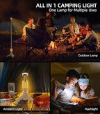 Telescopic Camping Light, Portable Collapsible Magnetic Camp Lantern Rechargeable,10500mAh Telescoping IP67 Waterproof Flashlights, Outdoor Gear for Emergency, Camping, Hiking (Khaki)