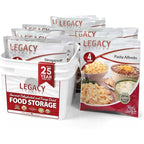 Legacy Food Storage 32 Serving Emergency Food Supply Bucket, 8 Entrees, 12,440 Total Calories, Shelf Stable Lunch & Dinner, Freeze Dried Survival Meals for MRE Camping, Hiking, Prepping