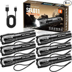 Rechargeable Flashlights High Lumens 6 Pack, Brighter Small Flashlight Powerful Tactical Flashlights Rechargeable, Waterproof LED Flashlight with 3 Zoomable Modes for Camping Emergency