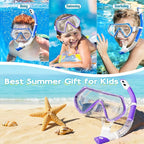 Snorkeling Gear for Kids, Kids Snorkel Set for Ages 3-14, Anti-Fog Diving Mask and Dry Top Snorkel Combo Set, Unisex Swimming Goggles