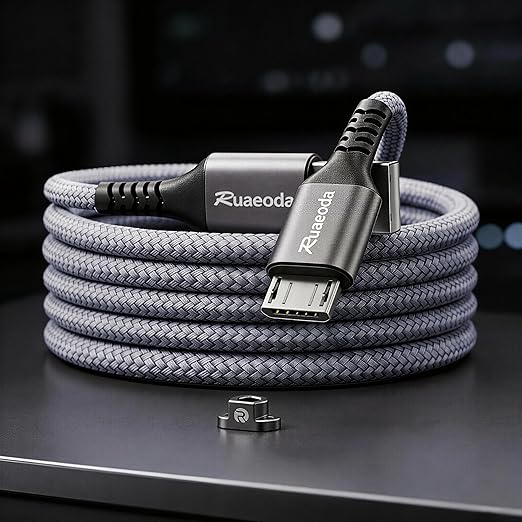6ft Micro USB Cable 2-Pack, Heavy Duty Pet-Proof Braided Android Charger Cord, Fast Charging Wire with 25000+ Bend Lifespan for PS4 Controller, Kindle & Legacy Tech (Space Grey)