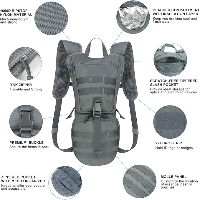 Unigear Tactical Hydration Packs Backpack 1050D with 3L Water Bladder, Thermal Insulation Pack Keeps Liquid Cool up to 4 Hours for Hiking, Cycling, Hunting and Climbing