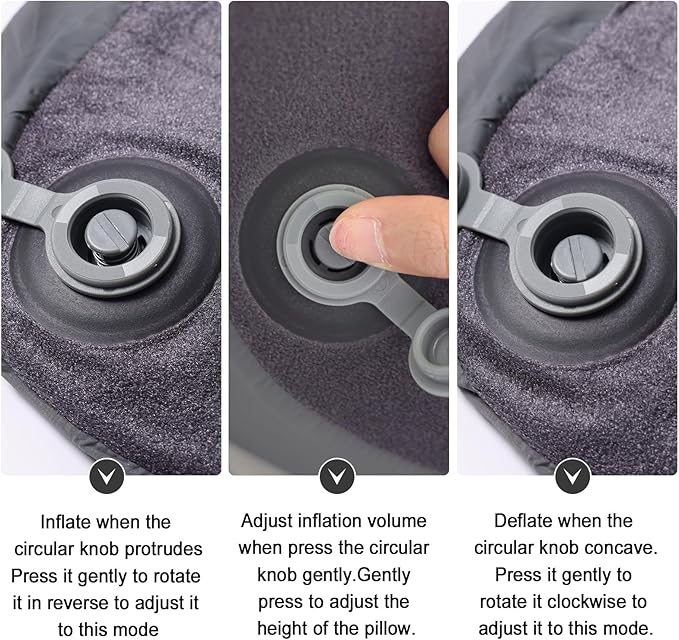 Inflatable Camping Pillow Ultralight Down Fill Inflatable Pillow for Neck Lumbar Support Compressible Compact Travel Pillow for Camping, Hiking, Backpacking, Office M