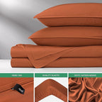 California King Sheets by Pure Bamboo, Genuine 100% Organic Viscose Derived from Bamboo Bed Sheet Set, Soft & Cooling, Double Stitching, Lifetime Quality Promise (California King, Terracotta)
