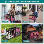 PetAmi Airline Approved Pet Carrier for Cats & Small Dogs, Soft Sided TSA Travel Carrier Bag Sherpa Bed, Breathable Mesh Ventilation, Collapsible Bowl, Fit Under Seat, Up to 18 lbs, Small Heather Pink