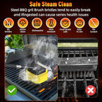 Bristle-Free Steam Cleaning Grill Brush, Safe for All Grill Griddle, Heat-Resistant Head, BBQ Grilling Gift for Men