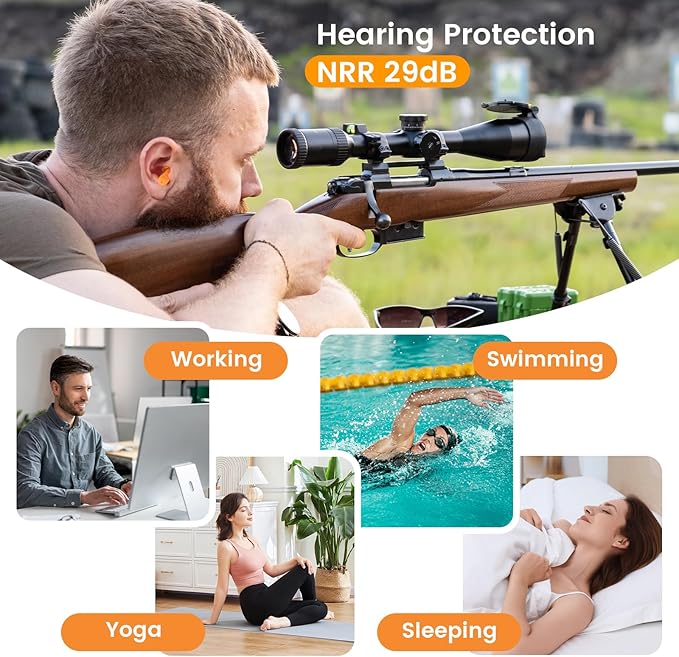 Ear Plugs for Noise Reduction, 10 Pairs Shooting Ear Protection for Gun Range, Hearing Protection for Shooters, Ear Plugs for Shooting, Silicone Ear Plugs