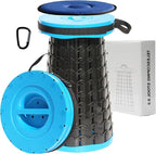 ALEVMOOM Upgraded XXL 50 Portable Collapsible Stool with Cushion,Telescoping Folding Stool for Adults,Yet More Sturdy Camping Stool with Load Capacity 1000lbs,for Outdoor Garden Hiking BBQ Blue