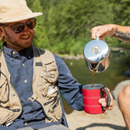 GSI Outdoors Percolator Coffee Pot I Glacier Stainless Steel with Silicone Handle for Camping, Backpacking, Travel, RV & Hunting - Stove Safe