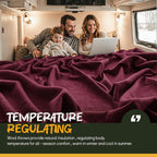 Merino Wool Blend Camping Blanket Ultra Warm, Moisture Wicking, Portable Outdoor Blanket for Camping, RV Trips, Adventures, Picnic, Bushcraft Survival Kits, Large 86"x62"