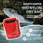 30D Nylon Waterproof Dry Bag-Suitable for Hiking, Kayaking and Rafting-Portable Waterproof Storage Sack with Roll Top Closure-Float on Water(3L/Red)