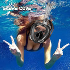 Full Face Snorkel Mask Adults with Ear Pressure Equalizer, Fully Enclosed CO2 Outflow, Silicone Bonding Anti-Leak&Fog,Buckle Folding for Portability