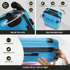 Kenneth Cole REACTION Out of Bounds Lightweight Hardshell 4-Wheel Spinner Luggage, Teal, 2-Piece Set (20" & 28")
