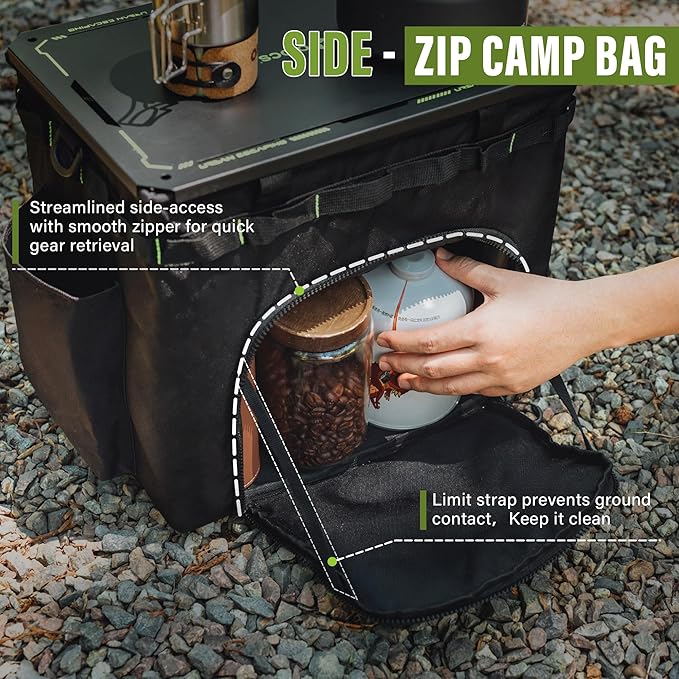 Alocs Folding Camping Table - Beach Table - 30L Tactical Bag with IGT Top Board for Outdoor, Camping Kitchen, Picnic, Travel