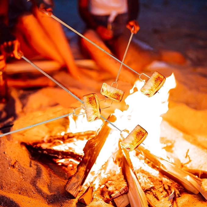 8 PCS Marshmallow Roasting Sticks, Telescoping Smores Sticks for Open Fire Pit, 32 Inch Long Marshmallow Toasting Barbecue Forks S'mores Skewers for Campfire Camping Hotdog Hot Dog Bonfire Grill