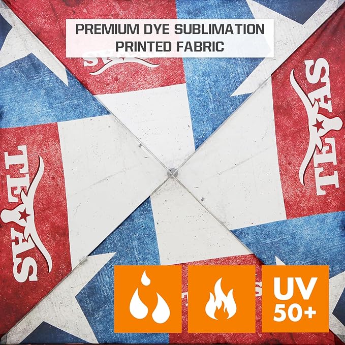 EAGLE PEAK 10x10 Slant Leg Pop-up Canopy Tent Easy One Person Setup Instant Outdoor Beach Canopy Folding Portable Sports Shelter 10x10 Base 8x8 Top (Texas Pride)