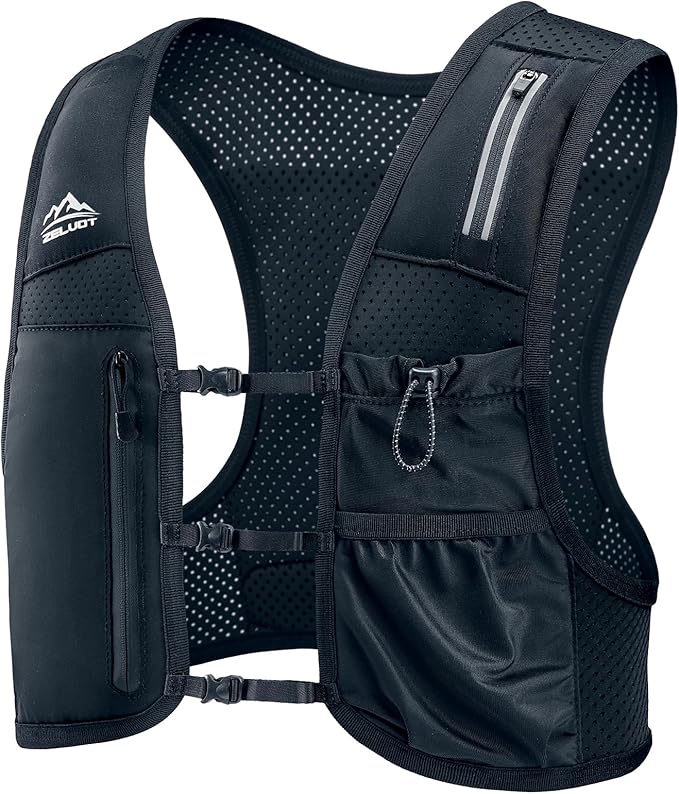 Running Vest for Women Men, USA Original Patent, Adjustable Chest Straps Running Hydration Vest with 500ml Soft Flask and Phone Holder, Lightweight Reflective Hydration Backpack