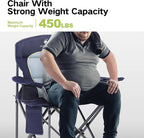 GREEN PARTY Folding Camping Chair Oversized Heavy Duty Lawn Chair with Cooler Bag, Cup Holder, Storage Pocket, Collapsible Padded Outdoor Arm Chair, Quad Lumbar