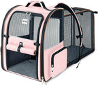 Large Cat Backpack Carrier Expandable Foldable Pet Carrier Backpack for Small Dogs Puppy Medium Cats Fit Up to 18 Lbs for Travel, Hiking,Pink XL Size