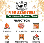 Superior Trading Fire Starter Pods in Plastic Bucket - Fire Starters for Campfires, BBQ, Grill, Pit, Wood Stove & Charcoal Starter, 15-20-Min Burn, 50 Extra Large Pods, USA Made, Brown, 3 Lbs