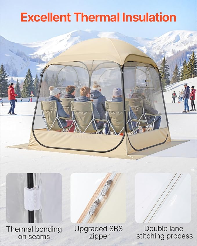 VEVOR Pop up Sports Tent, 8 Sizes Optional Clear Bubble Tent for 1-6 Person, Waterproof Outdoor Pod with Floor Mat & Top Cover, Garden Igloo Dome Tents Camping Shelter for Sports Watching