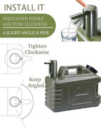 UPWOIGH 5 Gallon Water Jug with Automatic Touch Control Pump (1 Pump Included), Truly Leak-Proof BPA-Free Water Container with Spigot, Type-C Rechargeable Military Green Water Pump for Camping Hiking