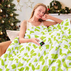 Green Cow Heated Electric Blanket Throw, 50X60 Heating Blanket with 10 Heats Levels & 8 Hours Auto Off, Cute Christmas Yoga Gifts for Women Teen Girls Mom Pets, Home Decor for Living Room Bedroom