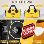 Waterproof Duffel Bag - Motorcycle Dry Bag Tail Bag with Large Storage Space, Waterproof Luggage Duffle Bags with Outer Mesh Zipper Pocket for Camping, Kayaking, Fishing & Traveling