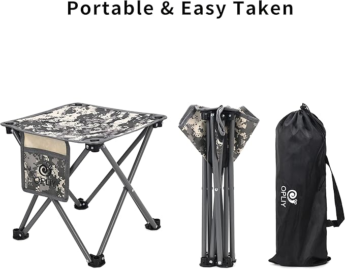 Opliy Camping Stool 2 Pack,13.5 Inch Portable Folding Stool for Outdoor Gardening and Beach Hiking Fishing,Foot Stool with Carry Bag (Camouflage)