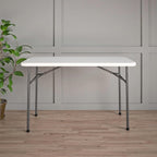 COSCO 4 ft. Straight Folding Utility Table, White, Indoor & Outdoor, Portable Desk, Camping, Tailgating, & Crafting Table