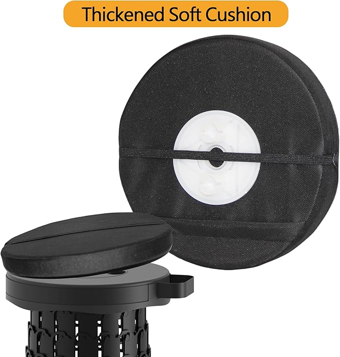 ALEVMOOM 2025 18" H Collapsible Stool Capacity 600lbs Portable Stools for Adults Heavy Duty, Adjustable Height Telescoping Folding Stool, for Outdoor Camping Travel Hiking Fishing