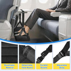 Airplane Foot Hammock for Plane Travel, Detachable Bamboo Airplane Foot Rest for Long Flight, Desk Foot Hammock Travel Essentials with Extended Adjustable Strap to Relax Your Feet - 2 Pack