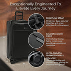 Briggs & Riley 29" Large Expandable Spinner - Checked Luggage for Travel, Suitcases with Wheels, Softside Rolling Bag for Men & Women, Self-Repairing Zipper - Baseline Collection, Black