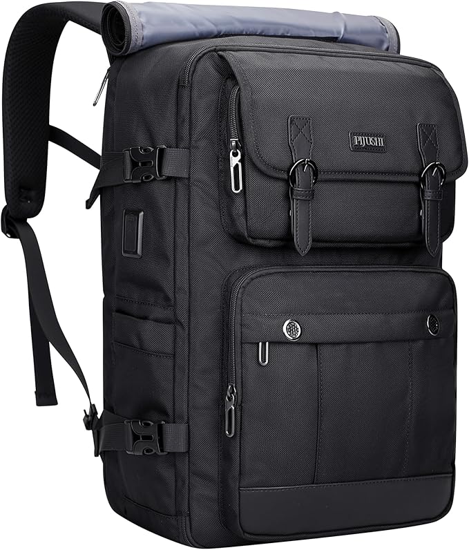 PIJUSHI Travel Backpack for Women Men Carry on Luggage Backpack Convertible Large Laptop Duffel Bag for Airplanes(PE049 Black)