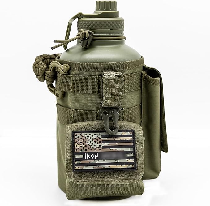 Iron Infidel Battle Bottle - Half Gallon Insulated Water Bottle with Paracord Handle, Large 64 oz Stainless Steel Water Jug with Rugged, Removable Sleeve for Keys, Wallet, & Phone (Live Free 2 Liter)