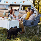 LILYPELLE Oversized Heated Camping Chair, Patio Lounge Chairs with 3 Heat Levels, Portable Folding Heated Chair Round Moon Saucer Folding Lawn Chair Outdoor Chair for Camping, Lounge Patio